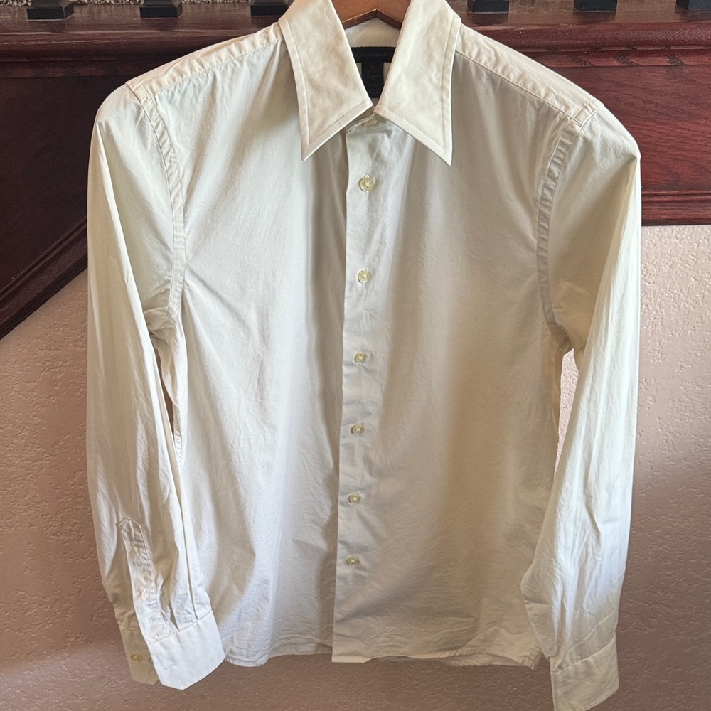 Express Cream Men's Size Small 14/14-1/2 Neck Modern Fit Stretch Dress Shirt
